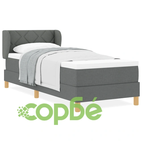 Box Spring Легло с Матрак, 80x200 см, Тъмно Сиво, Текстил ➤ топ цена ➤ sorbe.bg