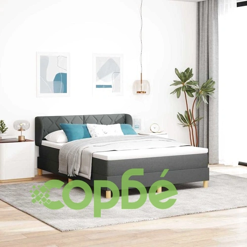 Легло с пружини и матрак тъмносиво 140x190 см текстил ➤ топ цена ➤ sorbe.bg