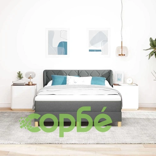 Легло с пружини и матрак тъмносиво 140x190 см текстил ➤ топ цена ➤ sorbe.bg