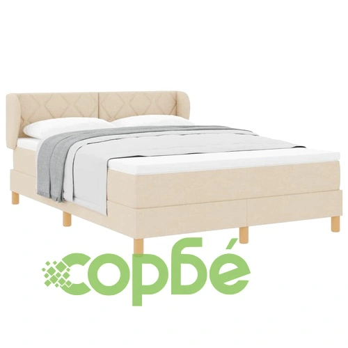 Легло с пружини и матрак от тъкан, крем, 140x190 см ➤ топ цена ➤ sorbe.bg