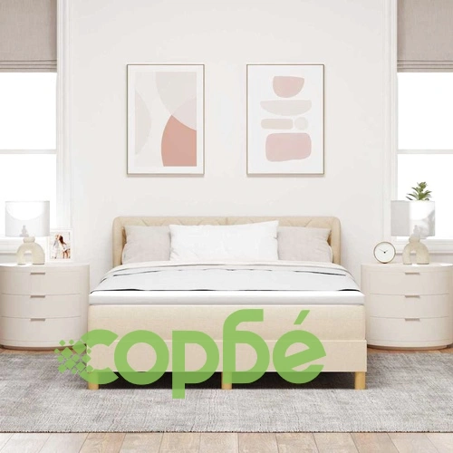 Легло с пружини и матрак от тъкан, крем, 140x190 см ➤ топ цена ➤ sorbe.bg