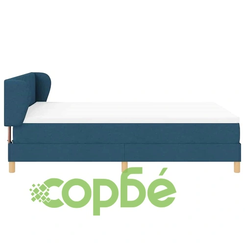 Легло с пружини и матрак 160x200 см - синьо текстилно с регулируема табла ➤ топ цена ➤ sorbe.bg