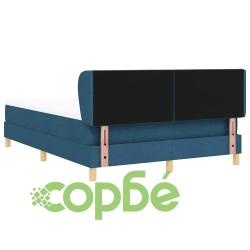 Легло с пружини и матрак 160x200 см - синьо текстилно с регулируема табла ➤ топ цена ➤ sorbe.bg