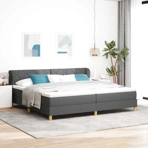 Легло с пружини и матрак тъмносив 200x200 см тъкан с регулируема табла