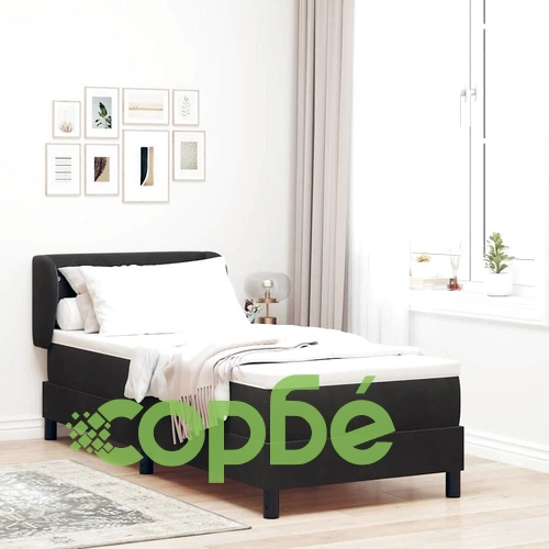 Легло тип Box Spring с матрак 80x200 см, черно кадифе ➤ топ цена ➤ sorbe.bg