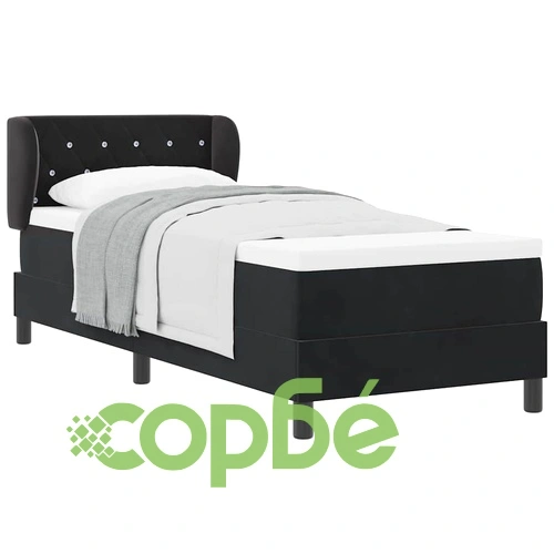 Легло тип Box Spring с матрак 80x200 см, черно кадифе ➤ топ цена ➤ sorbe.bg
