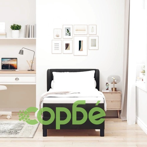 Легло тип Box Spring с матрак 80x200 см, черно кадифе ➤ топ цена ➤ sorbe.bg