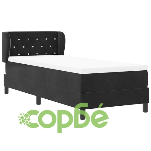 Легло тип Box Spring с матрак 80x200 см, черно кадифе ➤ топ цена ➤ sorbe.bg
