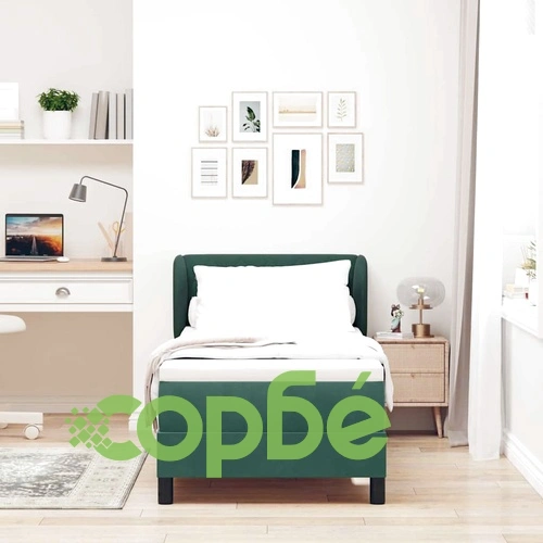 Легло Box Spring с матрак тъмнозелено 80x200 см кадифе ➤ топ цена ➤ sorbe.bg