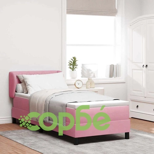 Легло Box Spring с матрак розово 80x200 см кадифе ➤ топ цена ➤ sorbe.bg