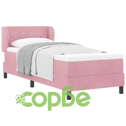 Легло Box Spring с матрак розово 80x200 см кадифе ➤ топ цена ➤ sorbe.bg