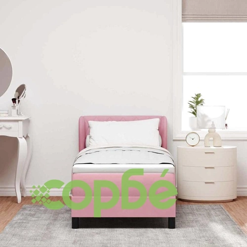 Легло Box Spring с матрак розово 80x200 см кадифе ➤ топ цена ➤ sorbe.bg