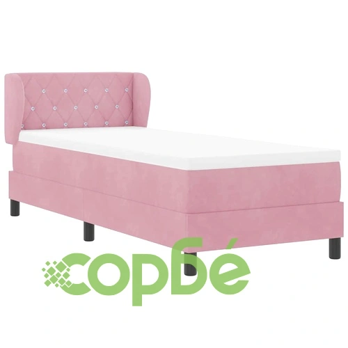 Легло Box Spring с матрак розово 80x200 см кадифе ➤ топ цена ➤ sorbe.bg