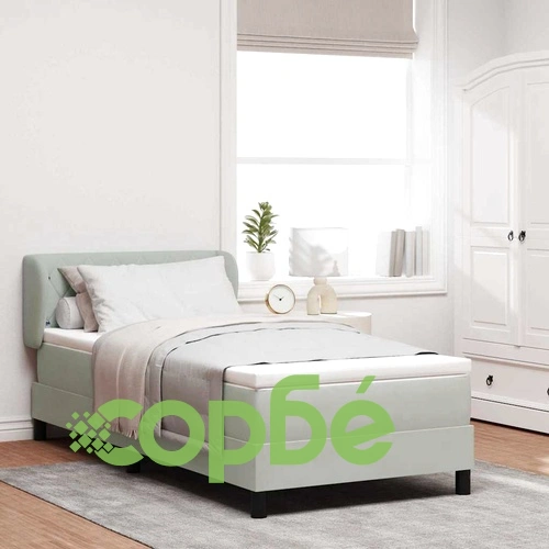 Легло тип Box Spring с матрак светлосиво 90x190 см кадифе ➤ топ цена ➤ sorbe.bg