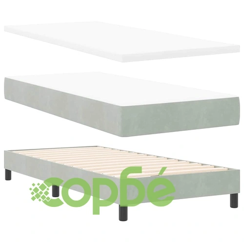 Легло тип Box Spring с матрак светлосиво 90x190 см кадифе ➤ топ цена ➤ sorbe.bg