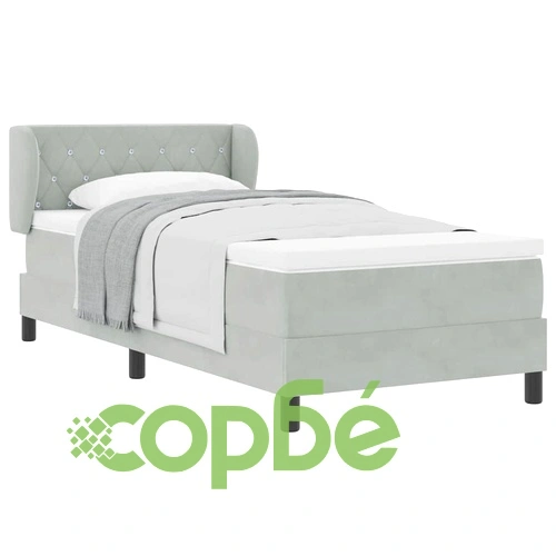 Легло тип Box Spring с матрак светлосиво 90x190 см кадифе ➤ топ цена ➤ sorbe.bg