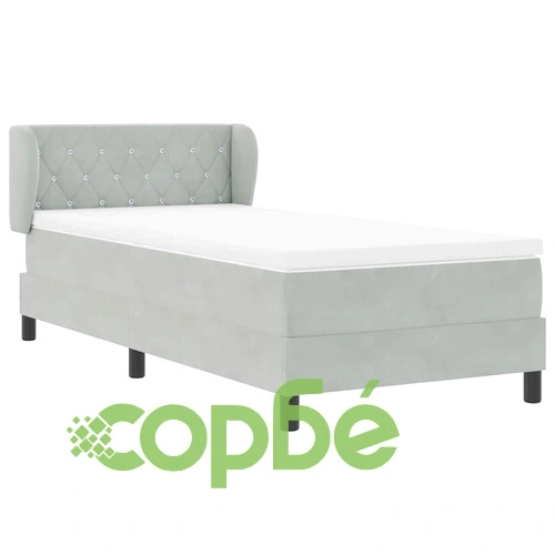 Легло тип Box Spring с матрак светлосиво 90x190 см кадифе ➤ топ цена ➤ sorbe.bg