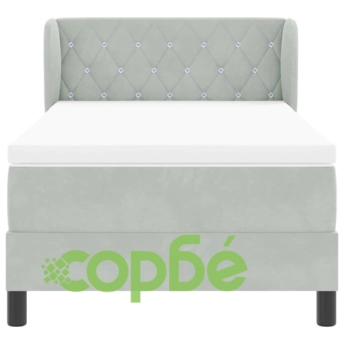 Легло тип Box Spring с матрак светлосиво 90x190 см кадифе ➤ топ цена ➤ sorbe.bg