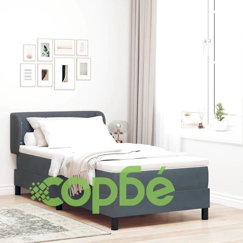 Легло Box Spring с матрак тъмно сиво 90x190 см кадифе ➤ топ цена ➤ sorbe.bg