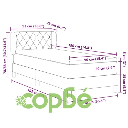 Легло Box Spring с матрак тъмно сиво 90x190 см кадифе ➤ топ цена ➤ sorbe.bg