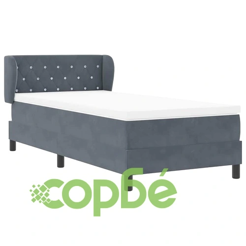 Легло Box Spring с матрак тъмно сиво 90x190 см кадифе ➤ топ цена ➤ sorbe.bg