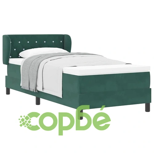 Box Spring легло с матрак тъмнозелено 90x190 см кадифе ➤ топ цена ➤ sorbe.bg