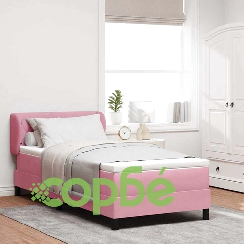 Легло Box Spring с матрак розово 90x190 см кадифе ➤ топ цена ➤ sorbe.bg