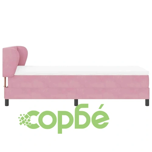 Легло Box Spring с матрак розово 90x190 см кадифе ➤ топ цена ➤ sorbe.bg