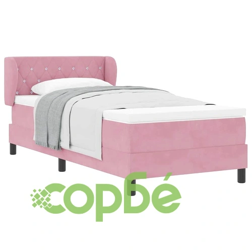 Легло Box Spring с матрак розово 90x190 см кадифе ➤ топ цена ➤ sorbe.bg