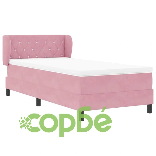 Легло Box Spring с матрак розово 90x190 см кадифе ➤ топ цена ➤ sorbe.bg