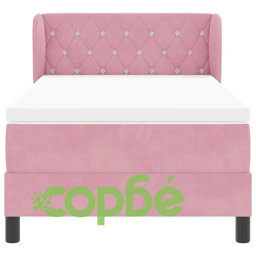 Легло Box Spring с матрак розово 90x190 см кадифе ➤ топ цена ➤ sorbe.bg
