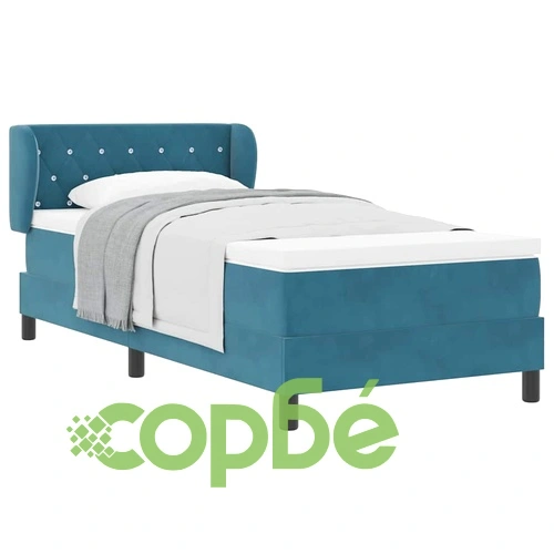 Легло Box Spring с матрак тъмно синьо 90x200 см кадифе ➤ топ цена ➤ sorbe.bg