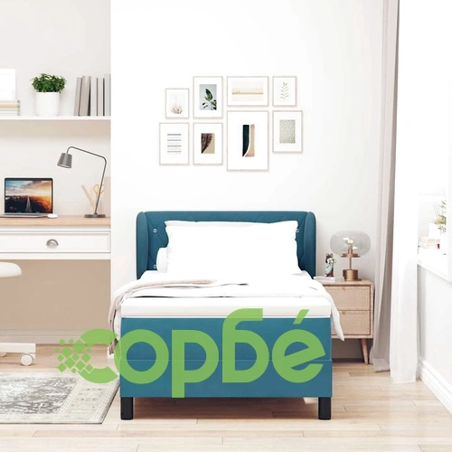 Легло Box Spring с матрак тъмно синьо 90x200 см кадифе ➤ топ цена ➤ sorbe.bg