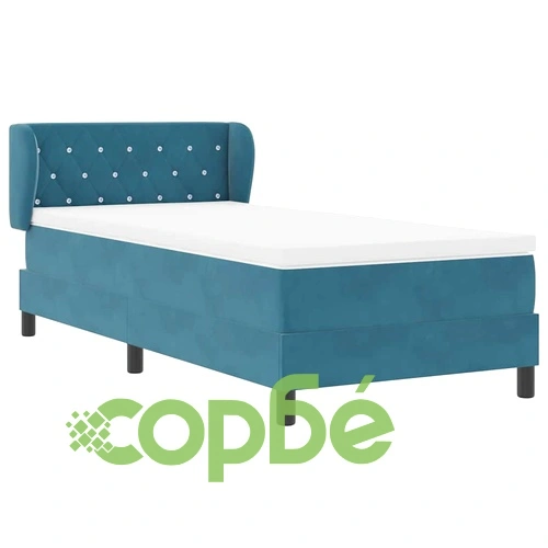 Легло Box Spring с матрак тъмно синьо 90x200 см кадифе ➤ топ цена ➤ sorbe.bg