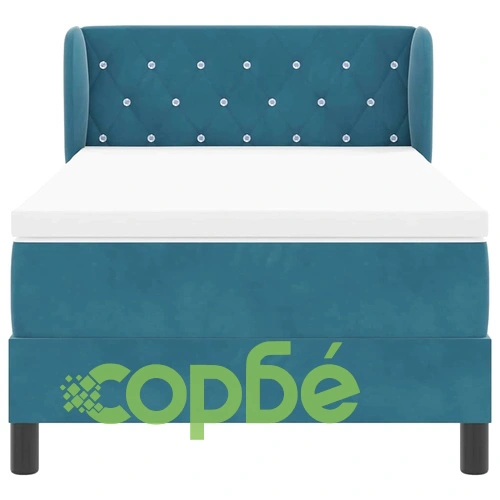 Легло Box Spring с матрак тъмно синьо 90x200 см кадифе ➤ топ цена ➤ sorbe.bg
