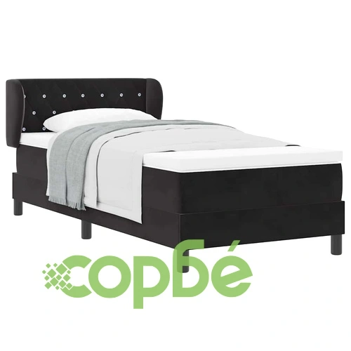 Легло Box Spring с матрак черно 100x200 см кадифе ➤ топ цена ➤ sorbe.bg