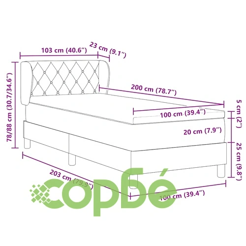 Легло тип Box Spring с матрак 80x200 см, тъмно сиво кадифе ➤ топ цена ➤ sorbe.bg