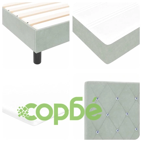 Легло Box Spring с матрак светло сиво 140x190 см кадифе ➤ топ цена ➤ sorbe.bg