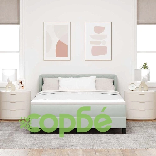 Легло Box Spring с матрак светло сиво 140x190 см кадифе ➤ топ цена ➤ sorbe.bg