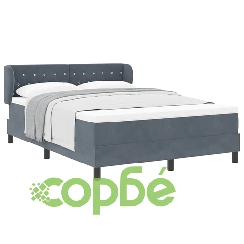 Легло Box Spring с матрак тъмно сиво 140x190 см кадифе ➤ топ цена ➤ sorbe.bg