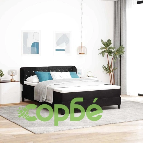Легло Box Spring с матрак черно 140x190 см кадифе ➤ топ цена ➤ sorbe.bg