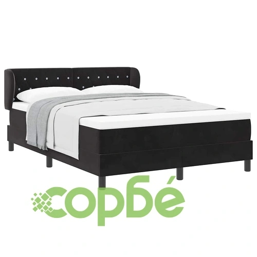 Легло Box Spring с матрак черно 140x190 см кадифе ➤ топ цена ➤ sorbe.bg