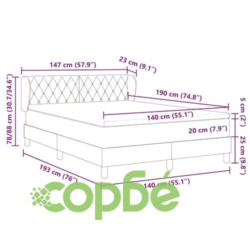 Легло Box Spring с матрак тъмнозелено 140x190 см кадифе ➤ топ цена ➤ sorbe.bg