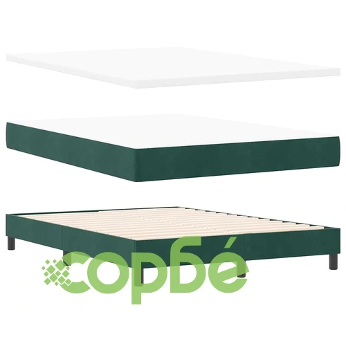 Легло Box Spring с матрак тъмнозелено 140x190 см кадифе ➤ топ цена ➤ sorbe.bg