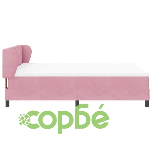 Легло тип Box Spring с матрак розово 140x190 см кадифе ➤ топ цена ➤ sorbe.bg