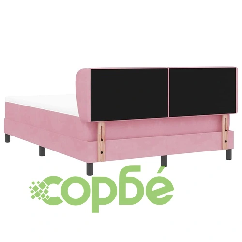 Легло тип Box Spring с матрак розово 140x190 см кадифе ➤ топ цена ➤ sorbe.bg