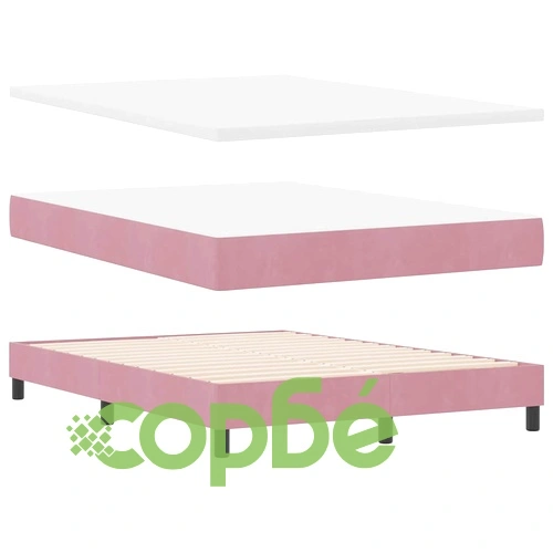 Легло тип Box Spring с матрак розово 140x190 см кадифе ➤ топ цена ➤ sorbe.bg