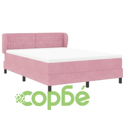 Легло тип Box Spring с матрак розово 140x190 см кадифе ➤ топ цена ➤ sorbe.bg