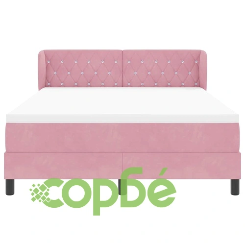 Легло тип Box Spring с матрак розово 140x190 см кадифе ➤ топ цена ➤ sorbe.bg