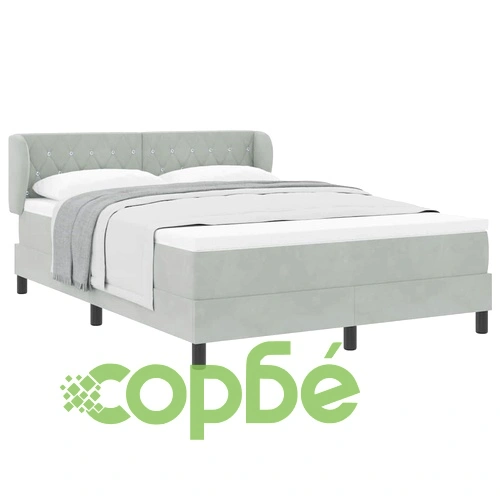 Легло тип Box Spring с матрак светлосиво 140x200 см кадифе ➤ топ цена ➤ sorbe.bg
